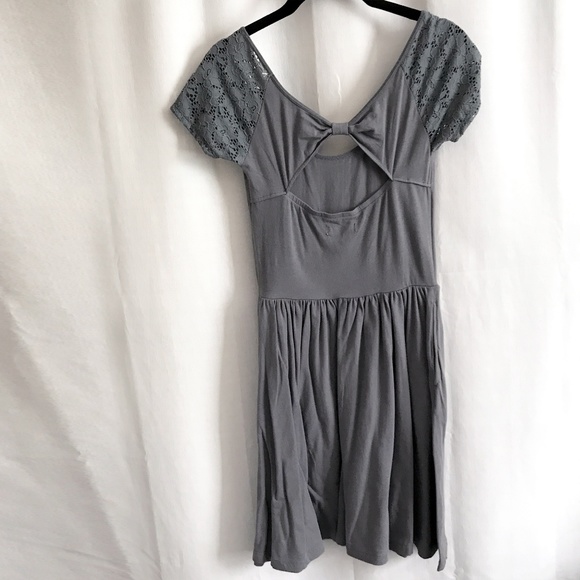 Aeropostale Dark Gray Dress with Lace Sleeves (S) - Picture 2 of 5